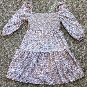 Purple Floral Midi Dress